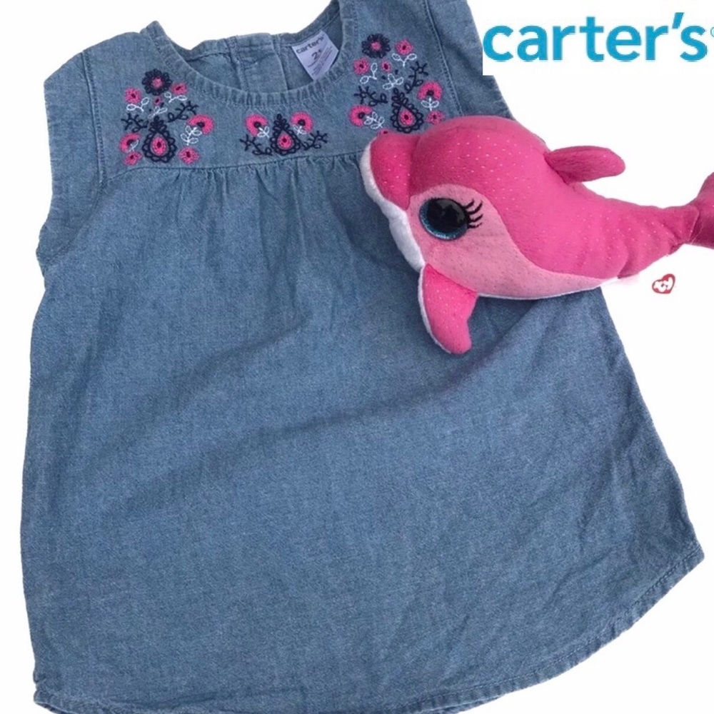 CARTER’S Blue Denim Embroidered Top Size 2T